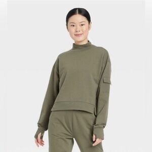 Women's French Terry Butter Wash Sweatshirt - All in Motion™ Moss Green
